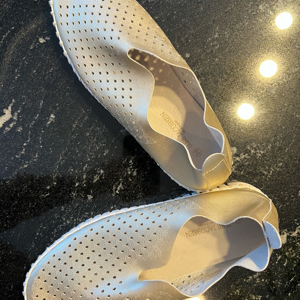 Ilse Jacobsen Women's Gold Perforated Leather Slip-On Shoes